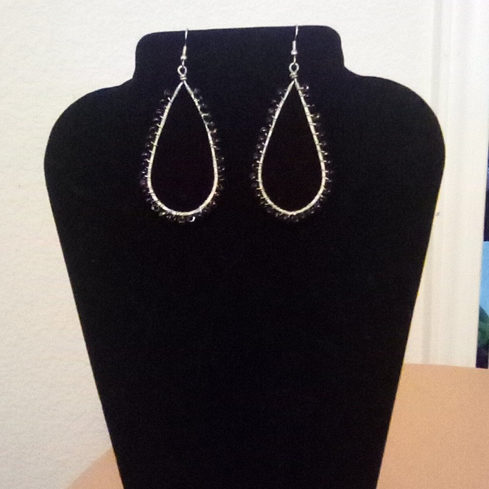 Wire Wrapped Earrings (Black)